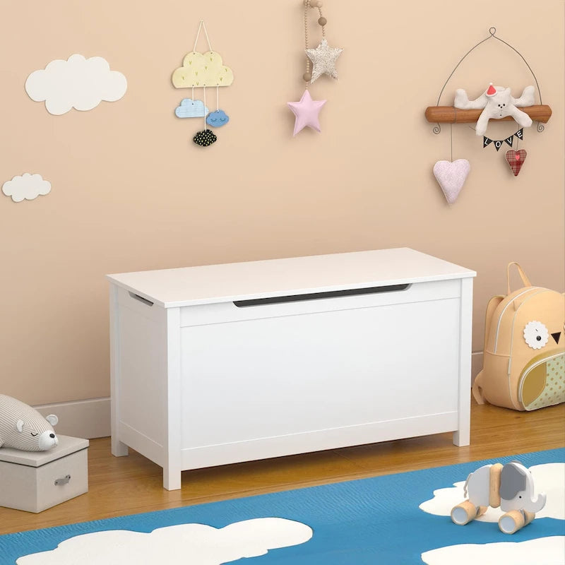 Kids Wooden Toy Box Storage with Safety Hinged Lid for Ages 3+ For Living Room,Dining Room,Entryway