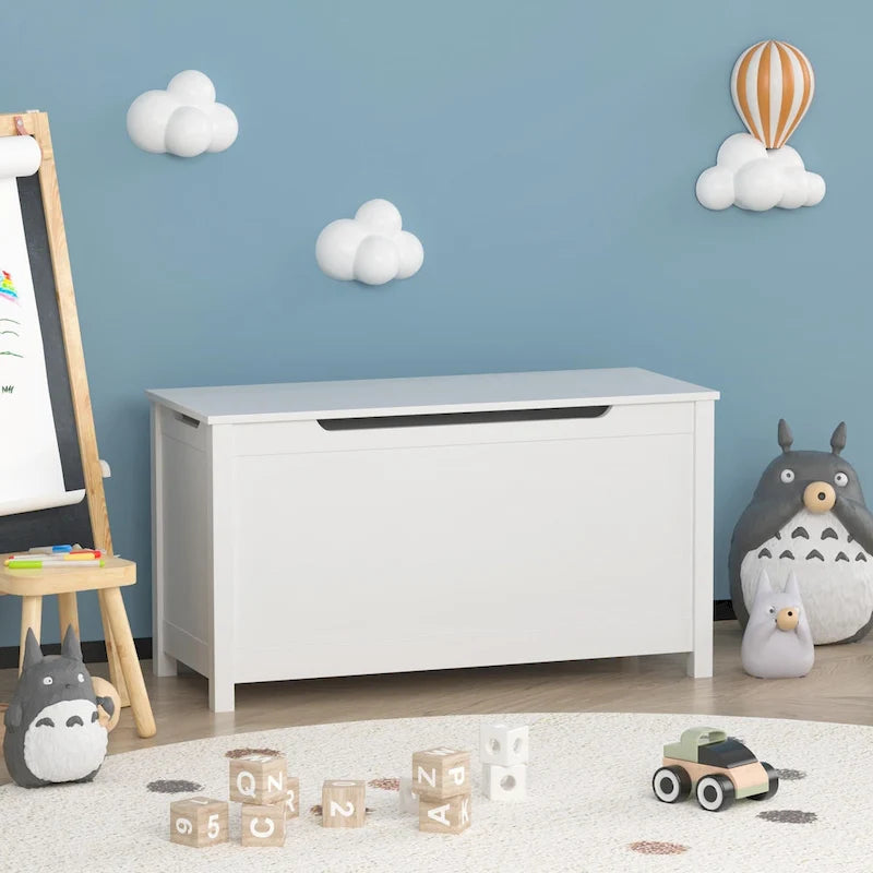 Kids Wooden Toy Box Storage with Safety Hinged Lid for Ages 3+ For Living Room,Dining Room,Entryway
