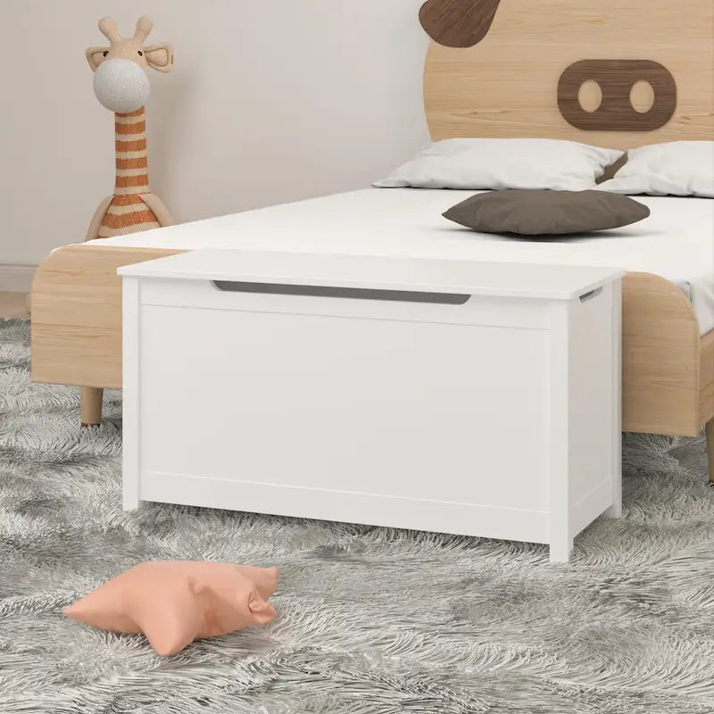 Kids Wooden Toy Box Storage with Safety Hinged Lid for Ages 3+ For Living Room,Dining Room,Entryway