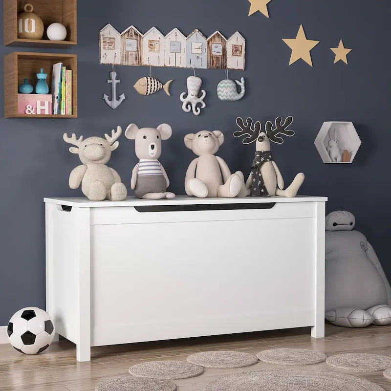 Kids Wooden Toy Box Storage with Safety Hinged Lid for Ages 3+ For Living Room,Dining Room,Entryway