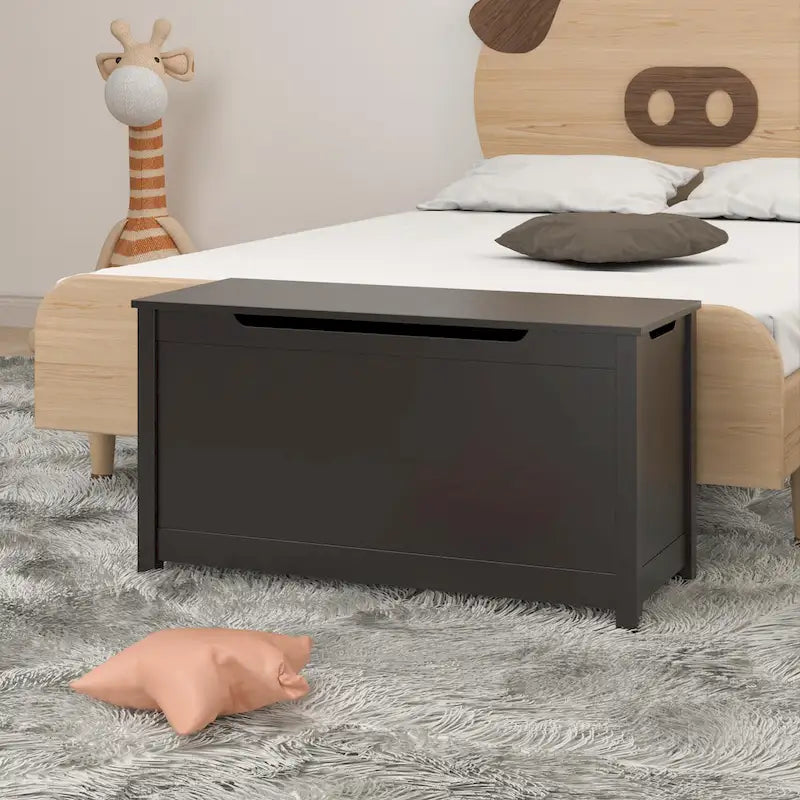 Kids Wooden Toy Box Storage with Safety Hinged Lid for Ages 3+ For Living Room,Dining Room,Entryway