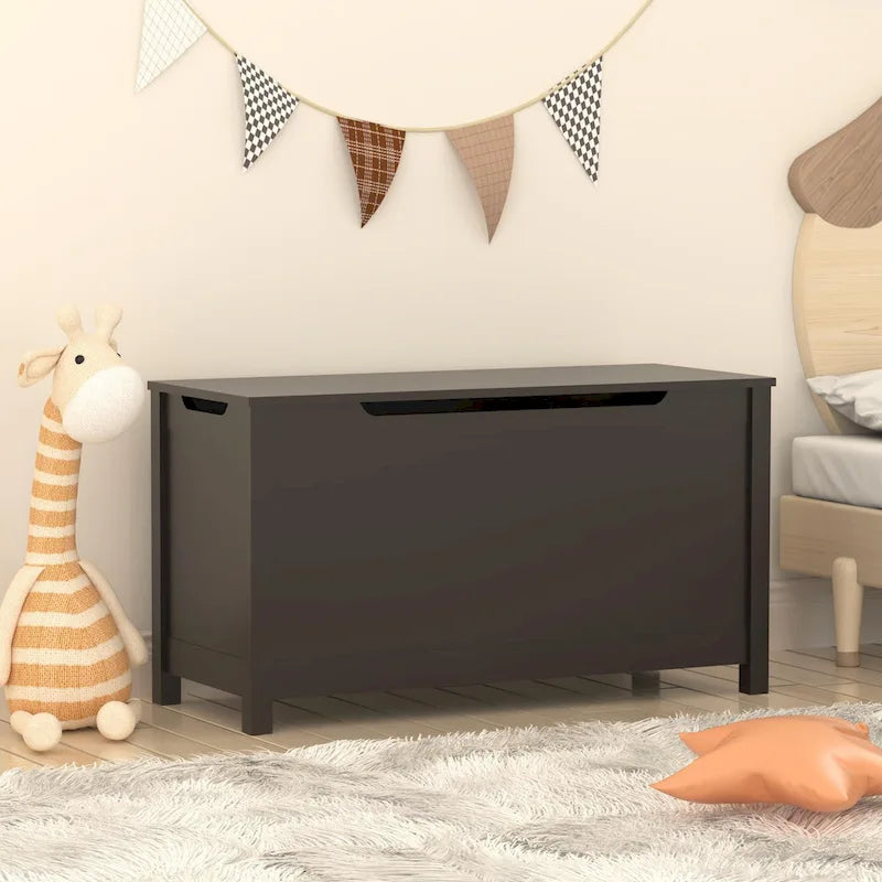 Kids Wooden Toy Box Storage with Safety Hinged Lid for Ages 3+ For Living Room,Dining Room,Entryway