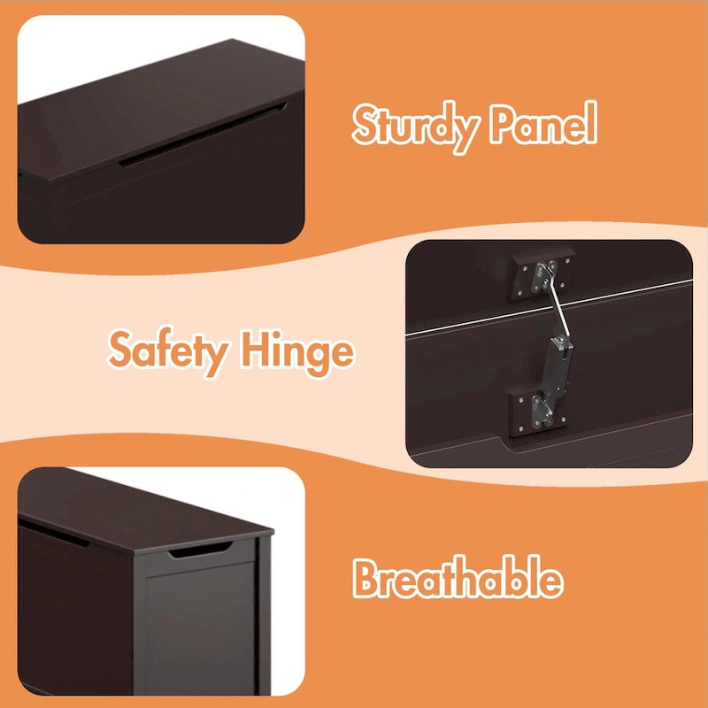 Kids Wooden Toy Box Storage with Safety Hinged Lid for Ages 3+ For Living Room,Dining Room,Entryway