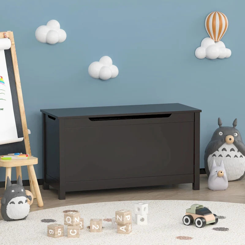 Kids Wooden Toy Box Storage with Safety Hinged Lid for Ages 3+ For Living Room,Dining Room,Entryway