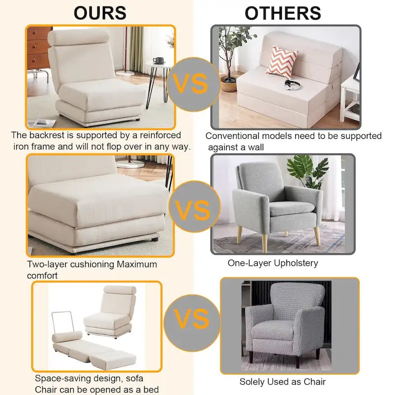 Single Sofa Chair Foldable Single Sofa Bed with Pillow,Portable Foldable Sofa Bed,Leisure Sofa Chair,Easy to Store