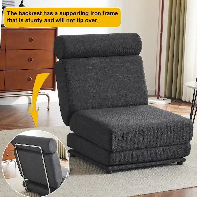 Single Sofa Chair Foldable Bed with Pillow,Portable Sofa Bed,Sofa Chair,Made of Breathable and Wearable Linen
