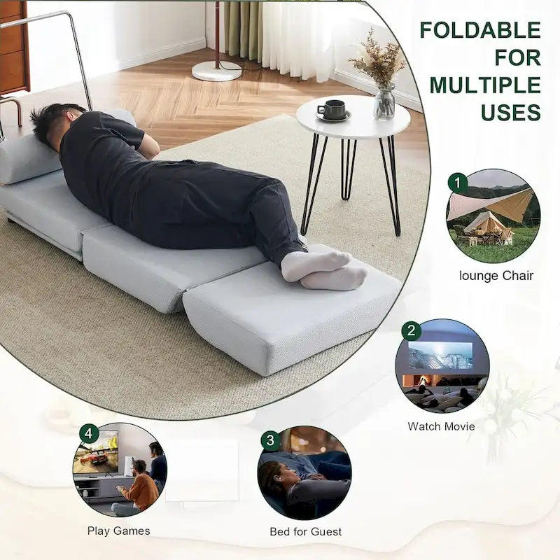 Single Sofa Chair Foldable Bed with Pillow,Portable Sofa Bed,Sofa Chair,Made of Breathable and Wearable Linen