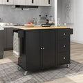 Rolling Kitchen Island with Solid Wood Top and Locking Wheels,Drop Leaf