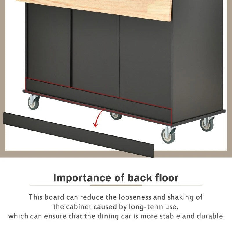Rolling Kitchen Island with Solid Wood Top and Locking Wheels,Drop Leaf