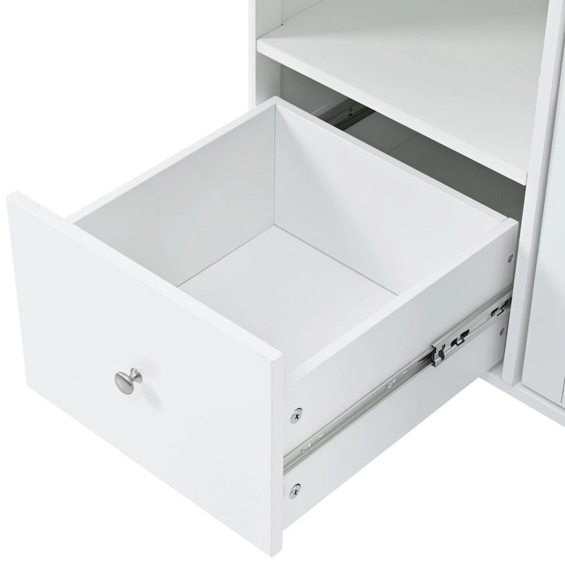 Rubberwood Kitchen Cart with Drop Leaf, Internal Storage Rack, Flip Cabinet Door, and 2 Drawers