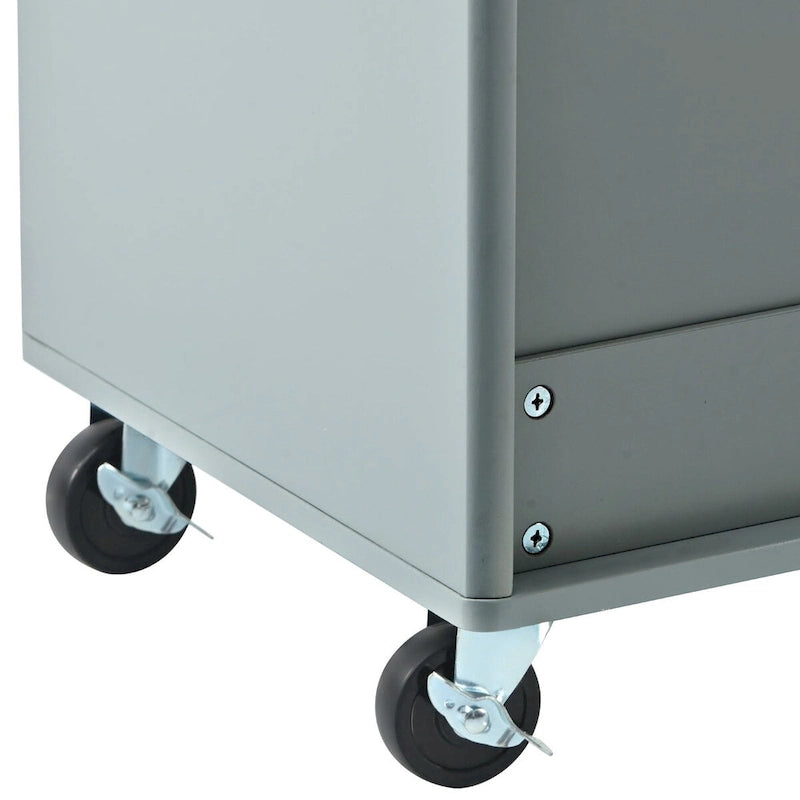 Rubberwood Kitchen Cart with Drop Leaf, Internal Storage Rack, Flip Cabinet Door, and 2 Drawers