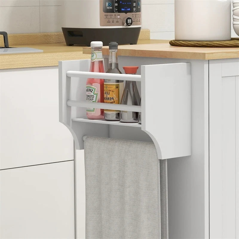 Kitchen Island on Wheels,Rolling Kitchen Cart with Rubberwood Top