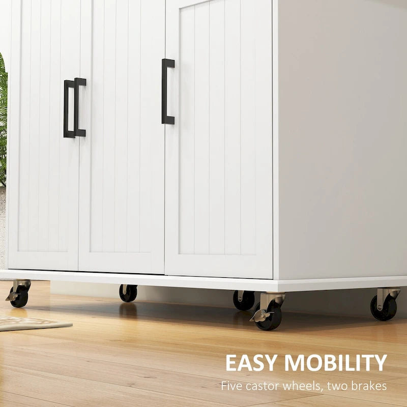 Rolling Kitchen Cart with Drawer, Towel Rack and Adjustable Shelves