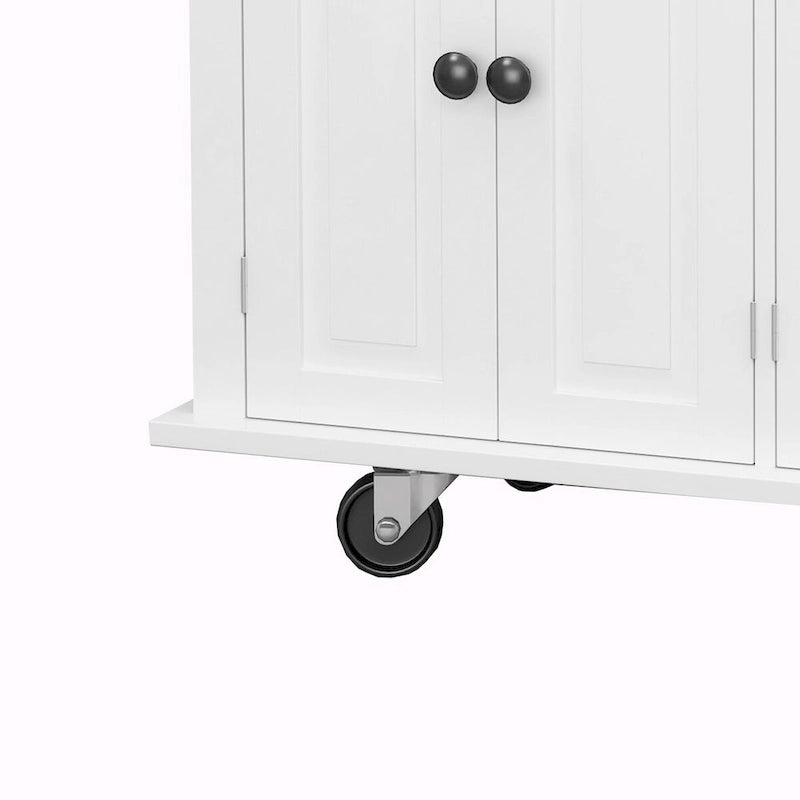 MDF Kitchen Cart with 4-Door and 2-Drawers, Spice Rack, Towel Rack