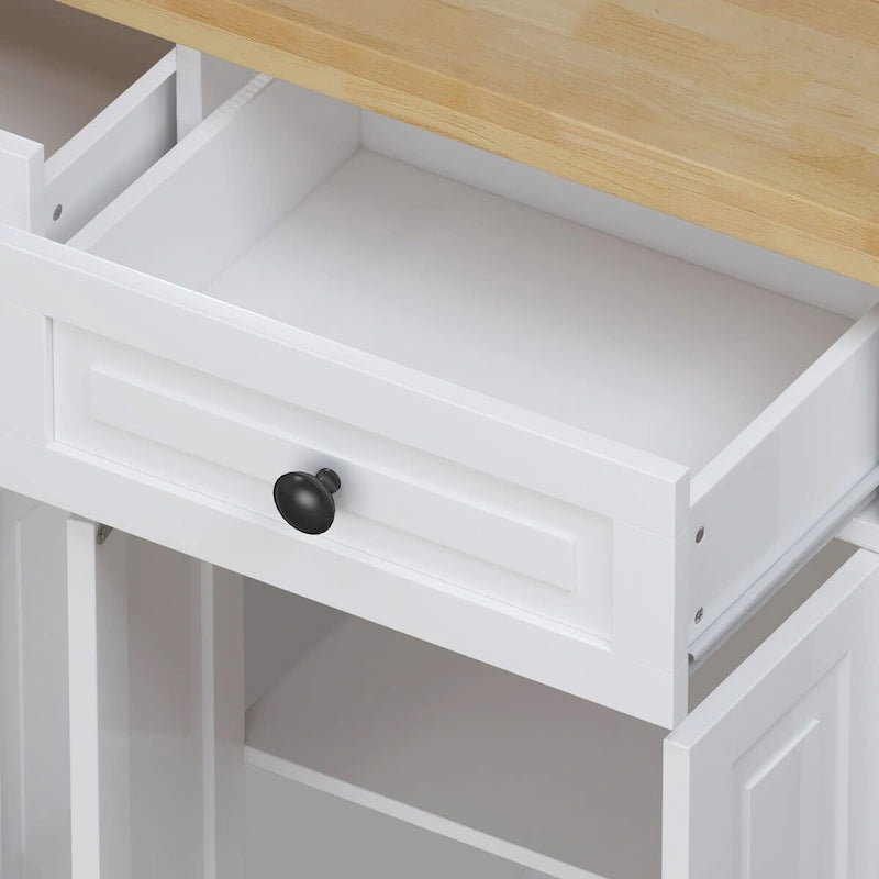 MDF Kitchen Cart with 4-Door and 2-Drawers, Spice Rack, Towel Rack