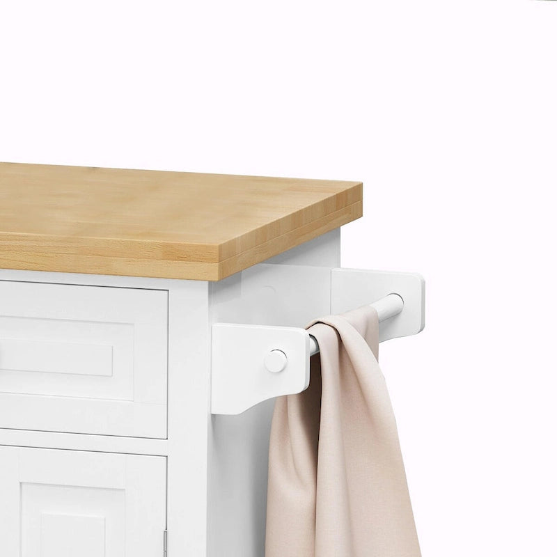 MDF Kitchen Cart with 4-Door and 2-Drawers, Spice Rack, Towel Rack
