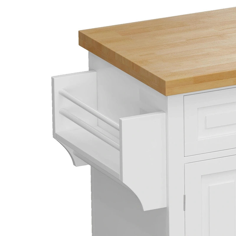 MDF Kitchen Cart with 4-Door and 2-Drawers, Spice Rack, Towel Rack