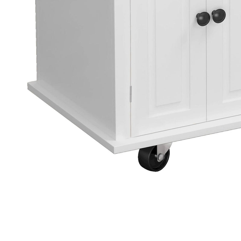 MDF Kitchen Cart with 4-Door and 2-Drawers, Spice Rack, Towel Rack