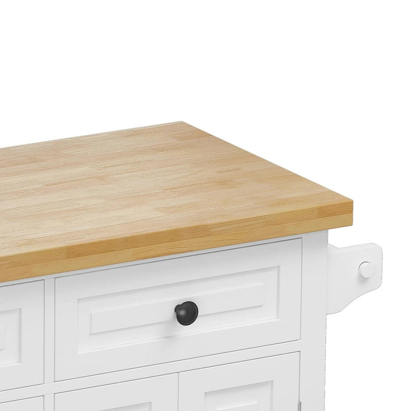 MDF Kitchen Cart with 4-Door and 2-Drawers, Spice Rack, Towel Rack