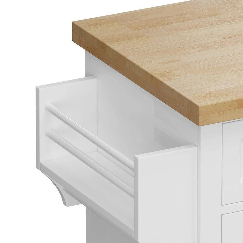 MDF Kitchen Cart with 4-Door and 2-Drawers, Spice Rack, Towel Rack