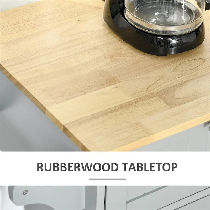 Mobile Wood Kitchen Island with Storage and Adjustable Shelves - N/A