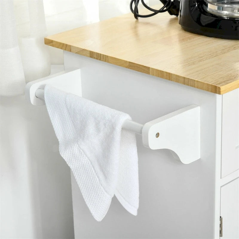 Mobile Wood Kitchen Island with Storage and Adjustable Shelves - N/A