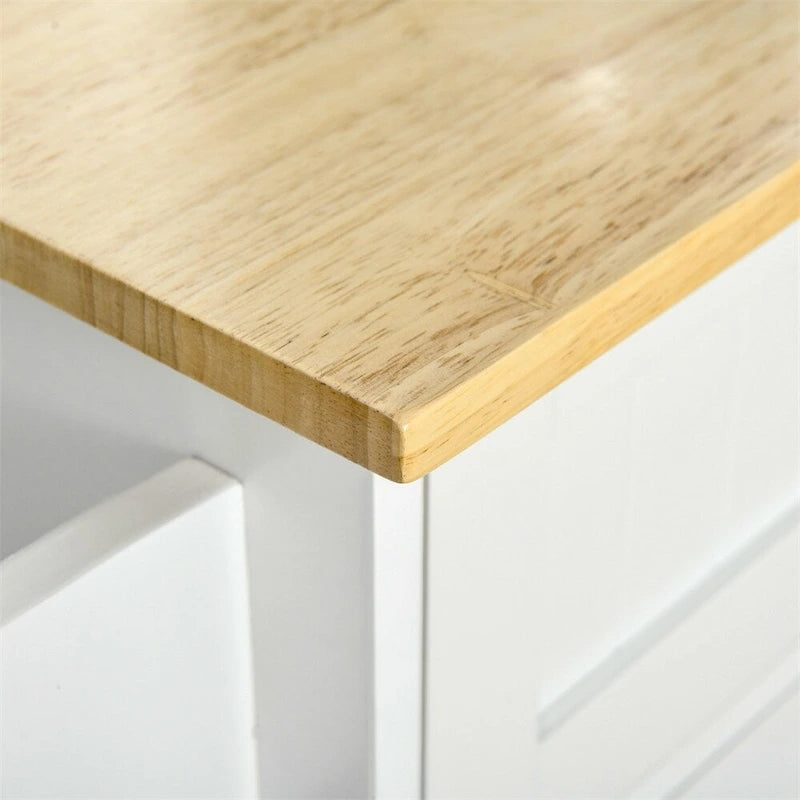 Mobile Wood Kitchen Island with Storage and Adjustable Shelves - N/A