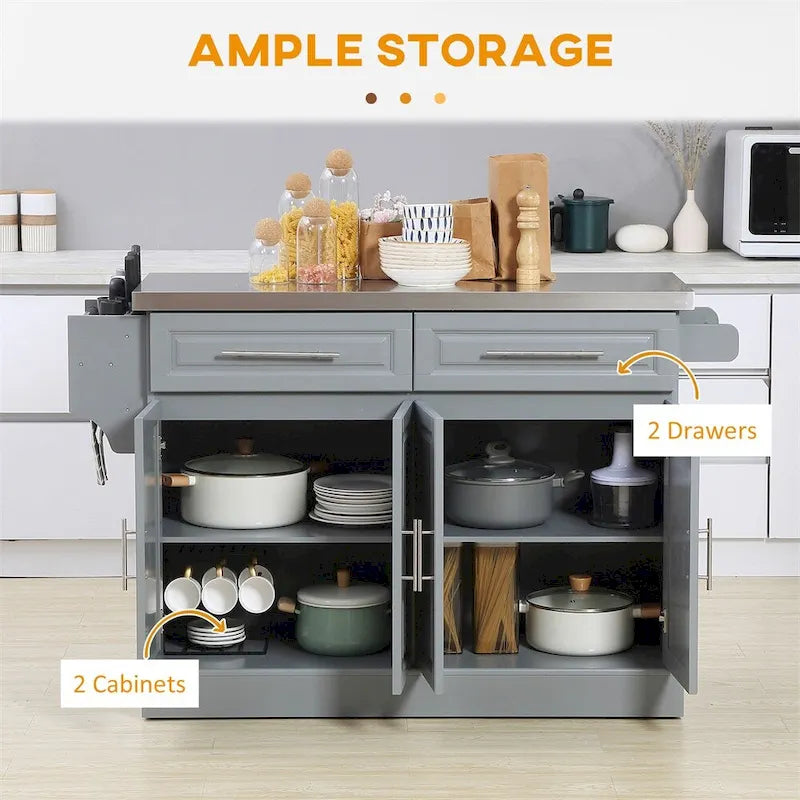 Rolling Kitchen Island with Storage,Portable Kitchen Cart