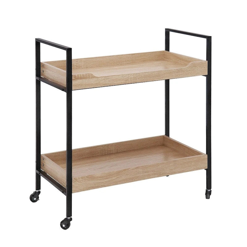 Maypex Metal Frame with Manufactured Wood 2- Tier Bar Cart