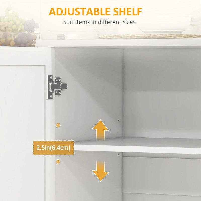 50.5Kitchen Island Rolling Kitchen Cart on Wheels with Drawer,3 Cabinets,Stainless Steel Countertop,Spice Rack and Towel Rack