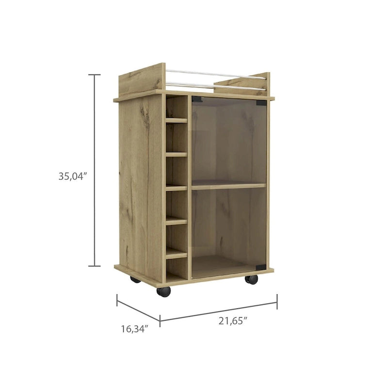 Savannah 6-Bottle 3-Shelf Bar Cart for Kitchen, Party and Living Room
