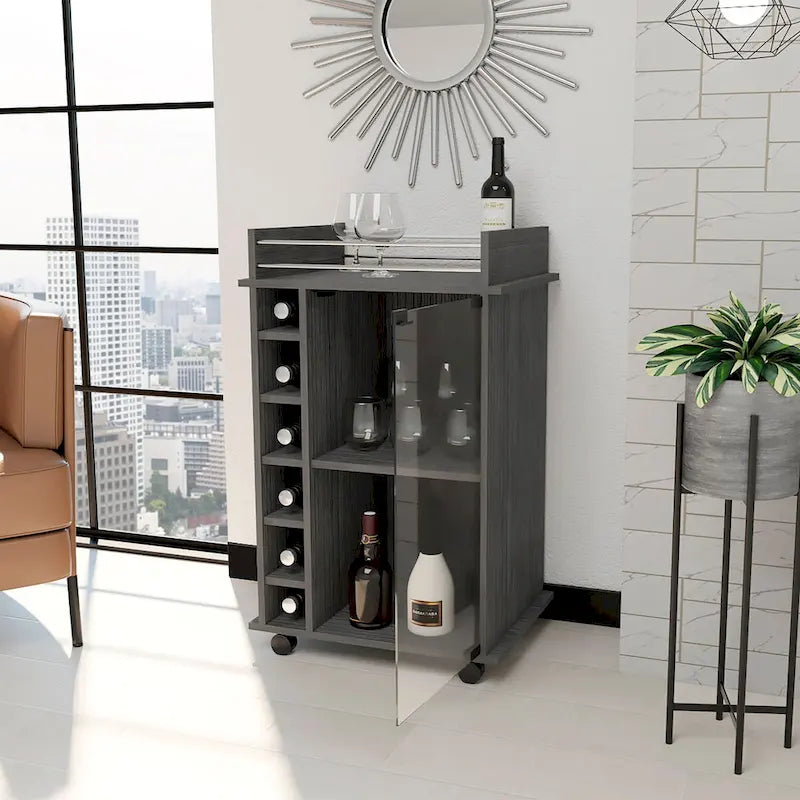 Savannah 6-Bottle 3-Shelf Bar Cart for Kitchen, Party and Living Room
