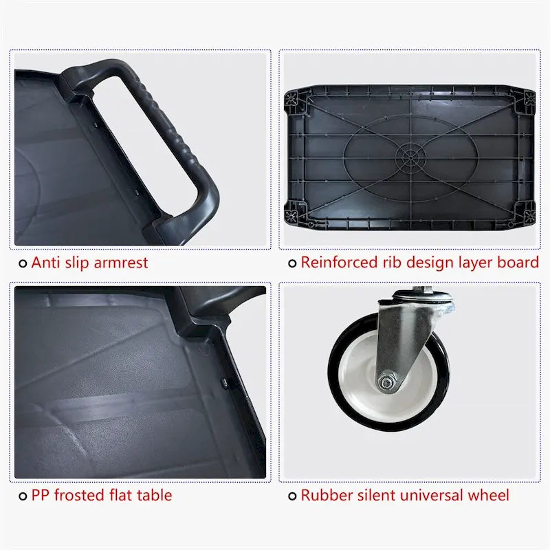 3 Layer Thickened Plastic Mobile Kitchen Cart with Metal Frame