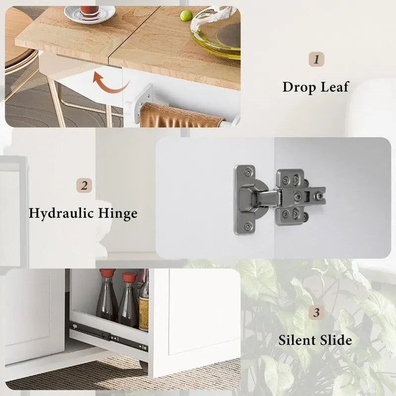 Kitchen Island with Drop Leaf, Rolling Kitchen Cart with Internal Storage Rack