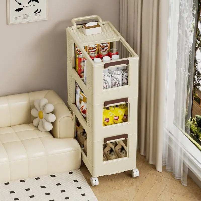 Mieres Slim Rolling Storage Cart, 4 Tiers Bathroom Organizer Utility Cart, Mobile Shelving Utility Rolling Cart
