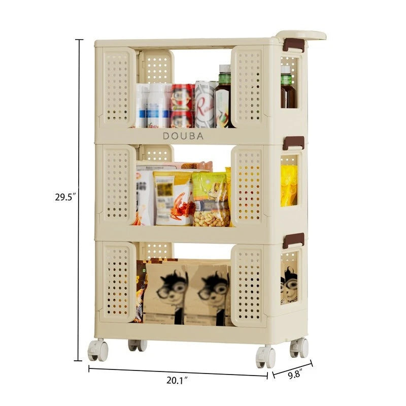 Mieres Slim Rolling Storage Cart, 4 Tiers Bathroom Organizer Utility Cart, Mobile Shelving Utility Rolling Cart