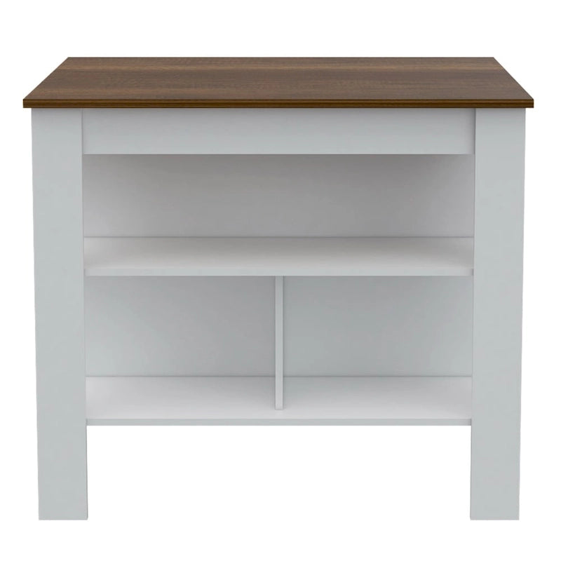 Burlingame 5-Shelf 4-Door 2-piece Kitchen Set, Kitchen Island and Upper Wall Cabinet White and Walnut