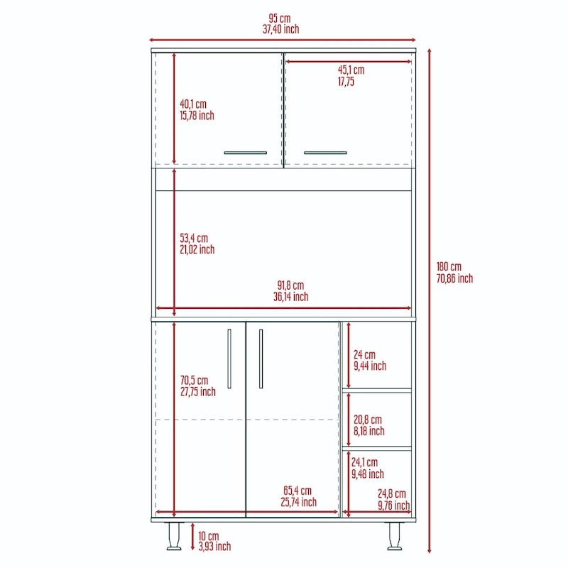 Ralston 7-Shelf 4-Door 2-piece Kitchen Set, Kitchen Island and Pantry Cabinet White and Light Oak