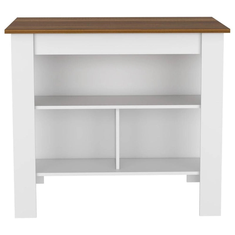 Sierra 7-Shelf 4-Door 2-piece Kitchen Set, Upper Wall Cabinet and Kitchen Island White and Light Oak