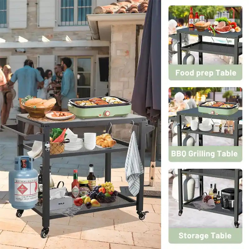 Grill Cart Outdoor with Wheels