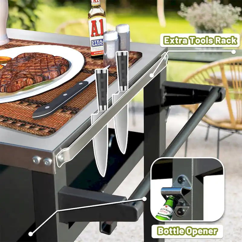 Grill Cart Outdoor with Wheels