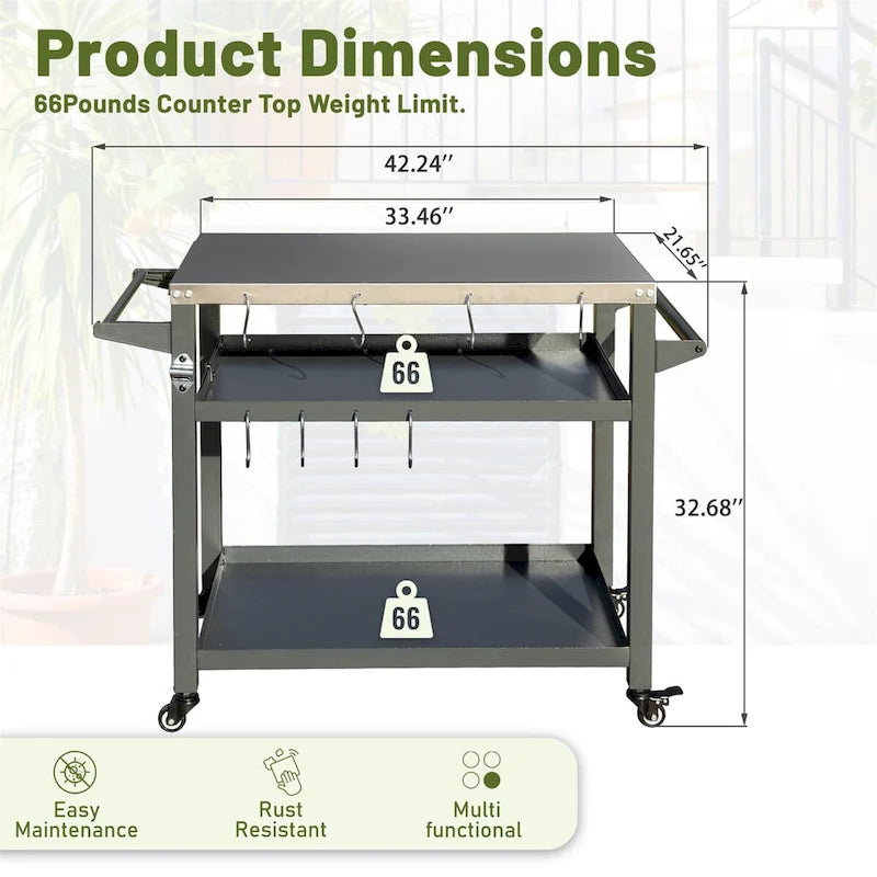 Grill Cart Outdoor with Wheels