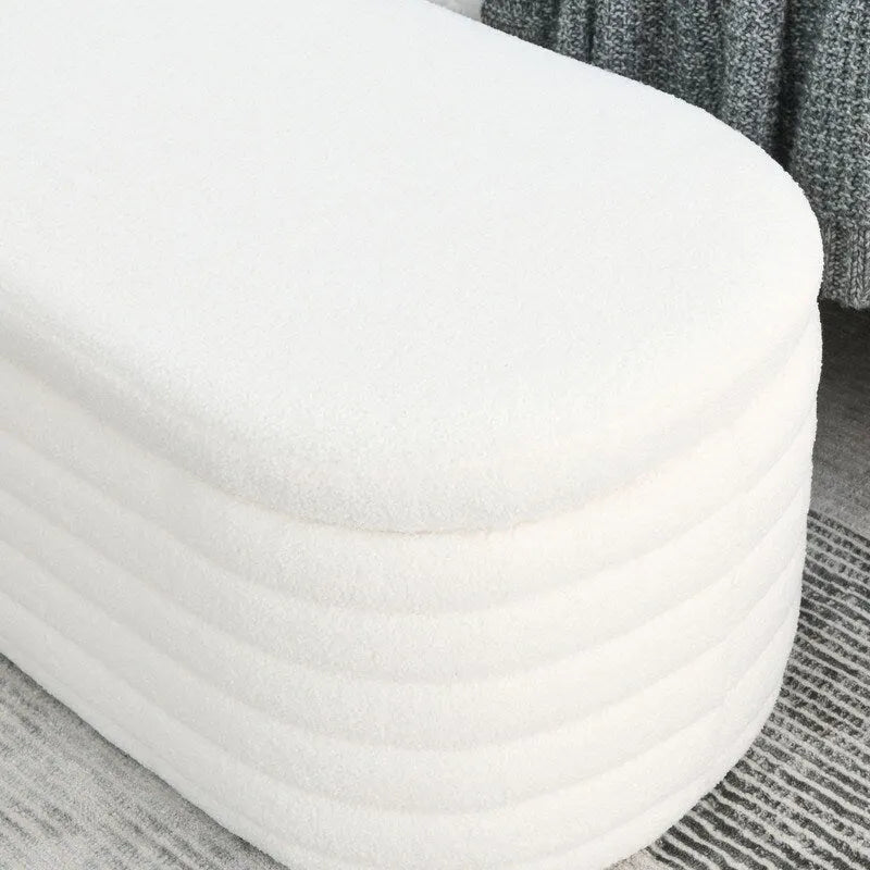 45.5L Upholstered Fabric Storage Bench Ottoman