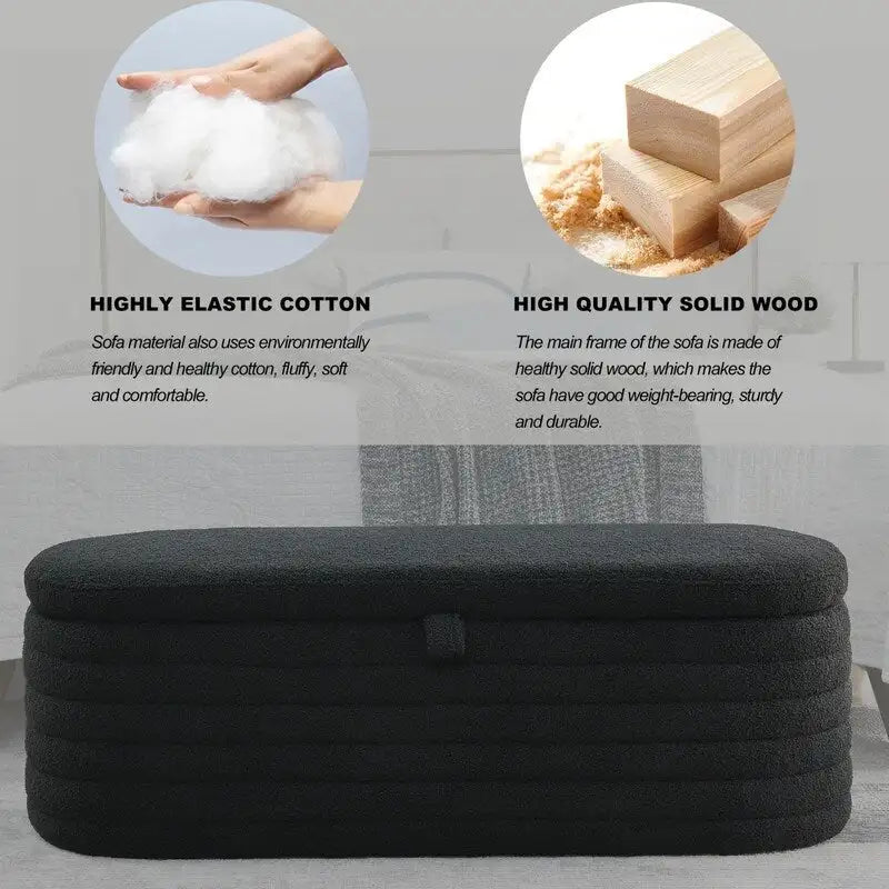45.5L Upholstered Fabric Storage Bench Ottoman