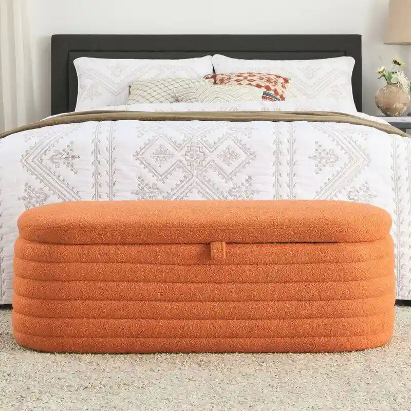 45.5L Upholstered Fabric Storage Bench Ottoman