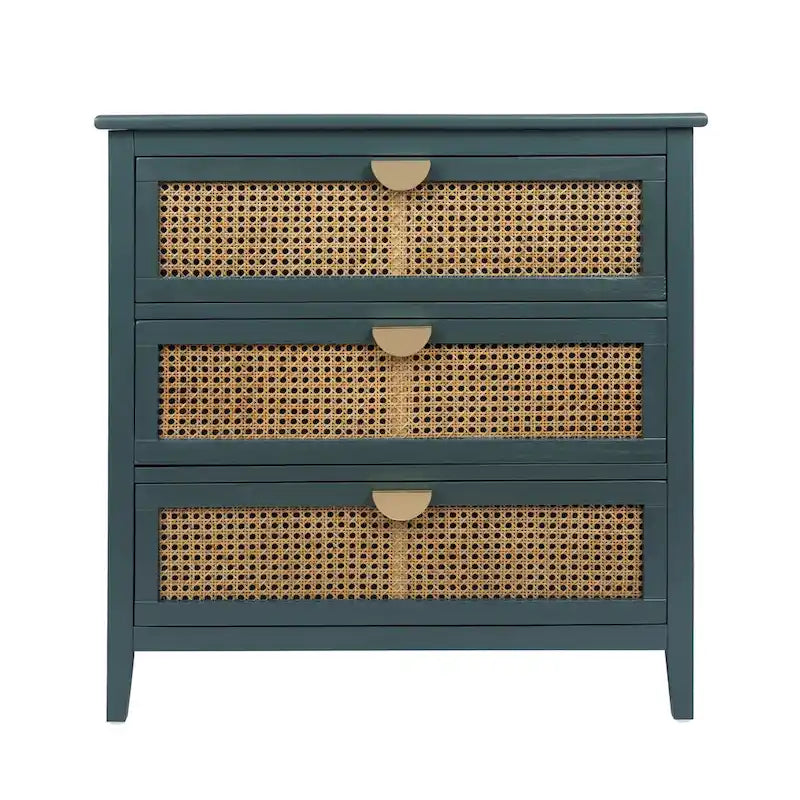 3 Drawer Cabinet,Natural rattan,American Furniture,Suitable for bedroom, living room, study