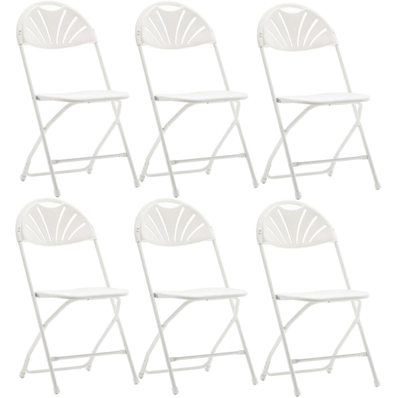 BTEXPERT White Plastic Folding Chair Steel Frame Commercial High Capacity Event Chair Lightweight Wedding Party Set of 6