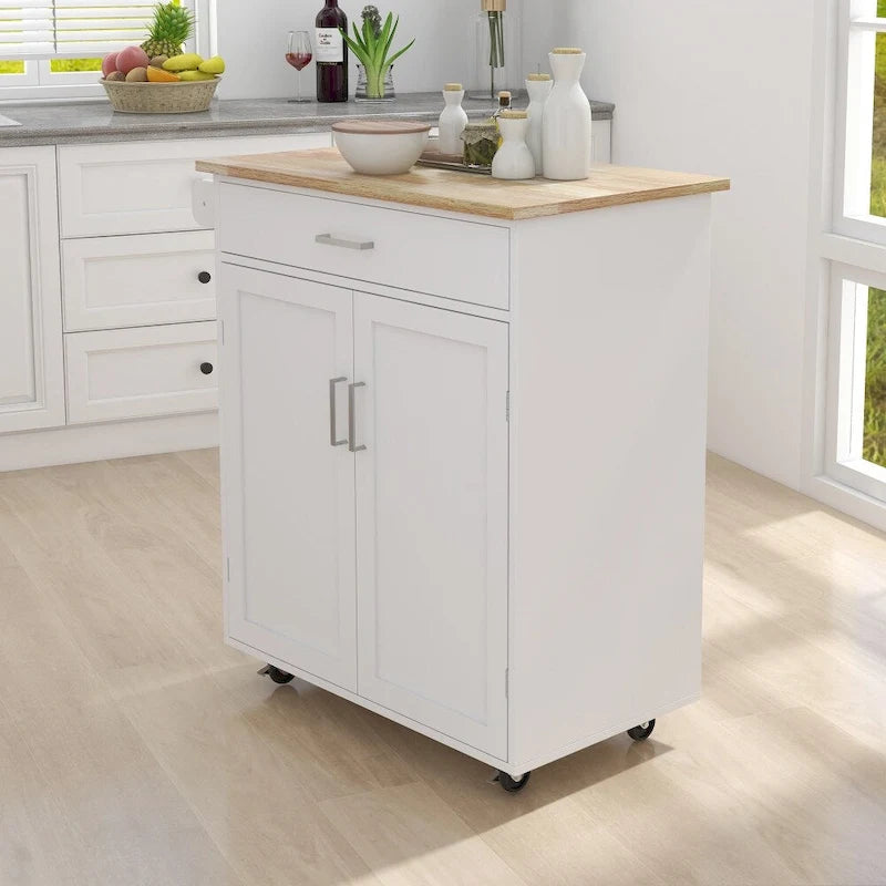 Kitchen Rolling Trolley Cart with Adjustable Shelves and Towel Rack