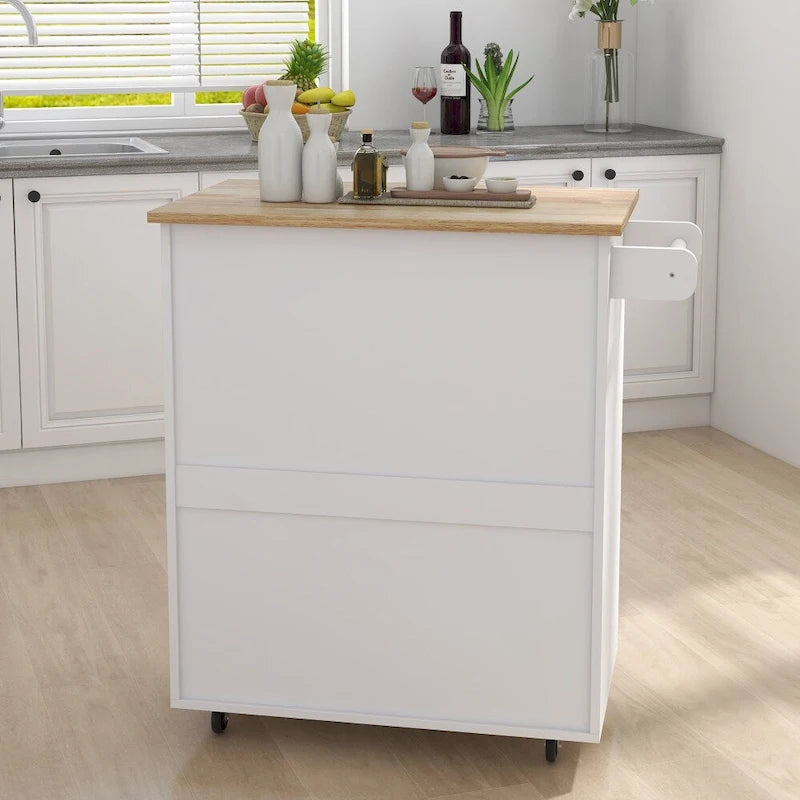 Kitchen Rolling Trolley Cart with Adjustable Shelves and Towel Rack