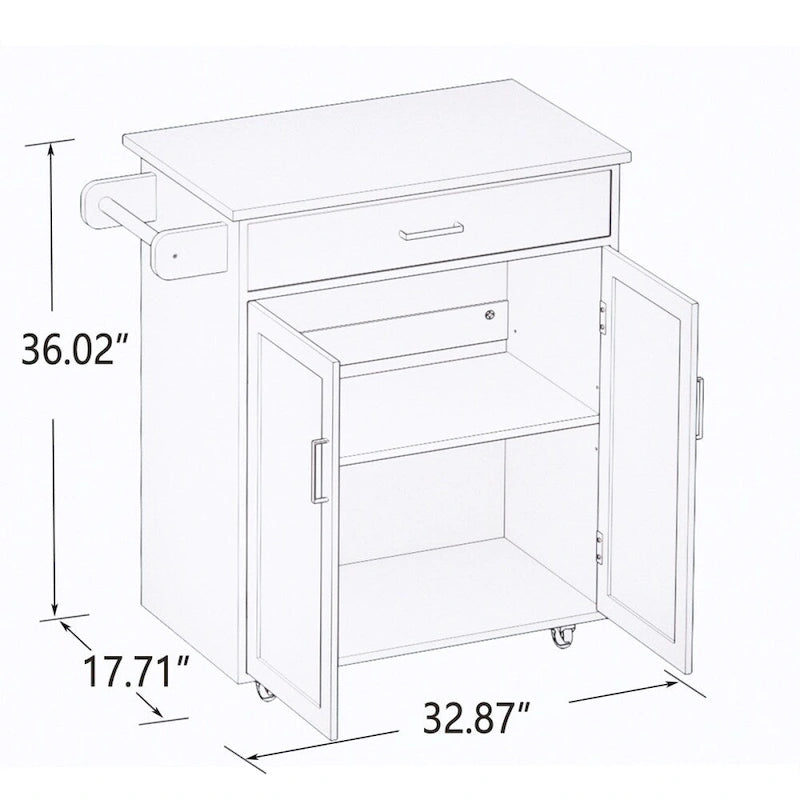 Kitchen Rolling Trolley Cart with Adjustable Shelves and Towel Rack